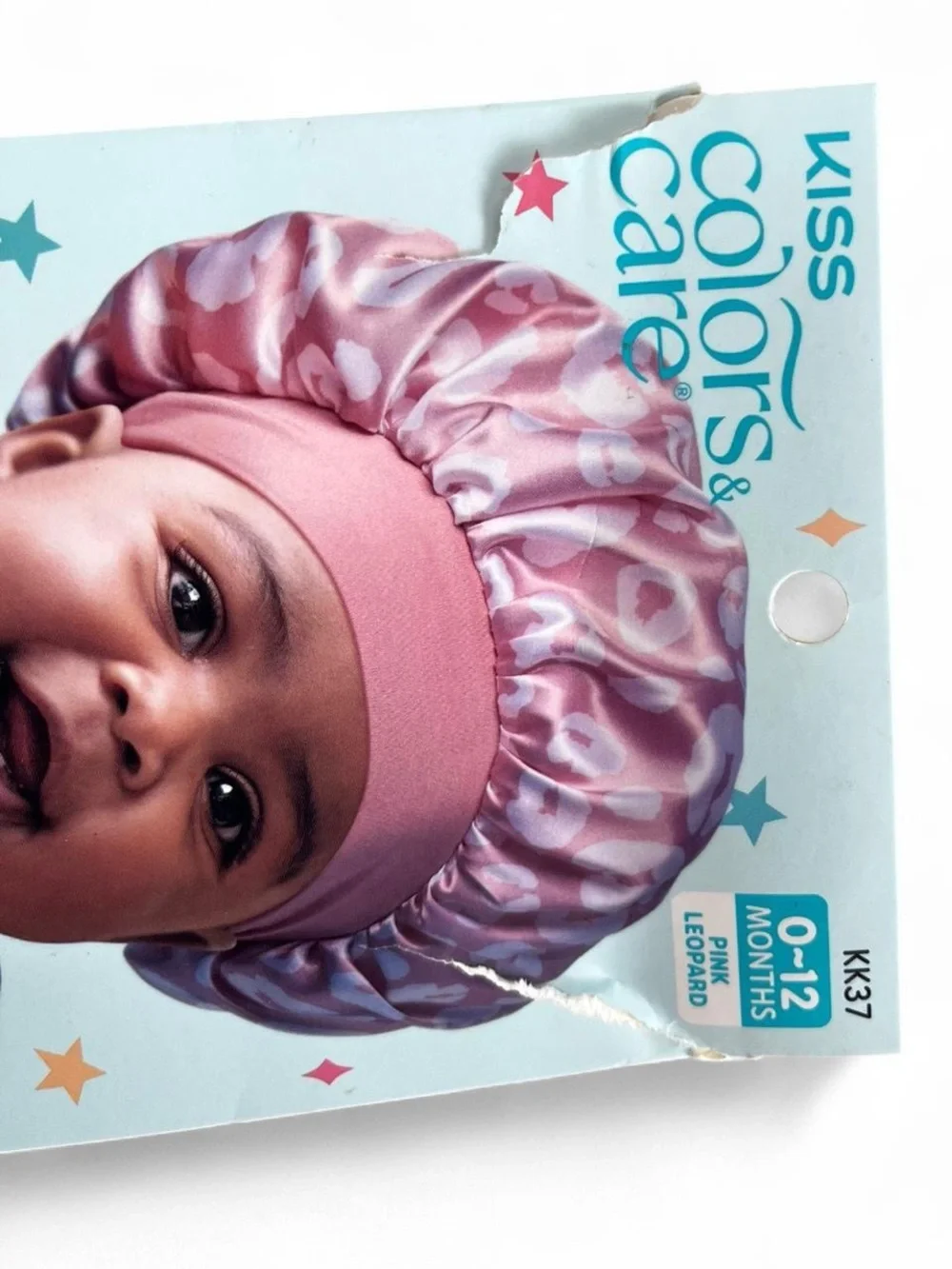 Kiss Colors Cares Premium Satin Bonnet Pink White Leopard Print Baby Girl 0-12M